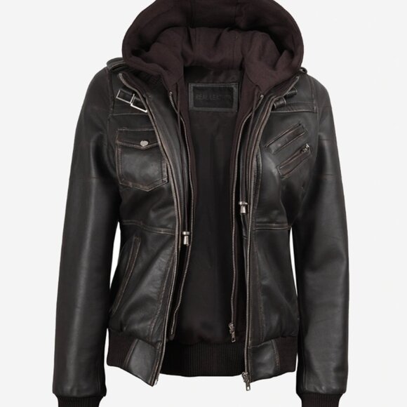 Distressed Style 100% Leather Bomber Jacket – New - Picture 3 of 14